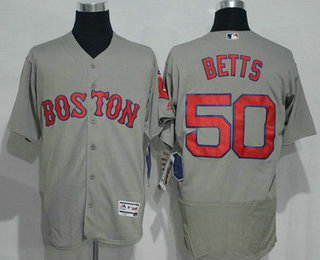 Men's Boston Red Sox #50 Mookie Betts Gray Road 2016 Flexbase Baseball Jersey