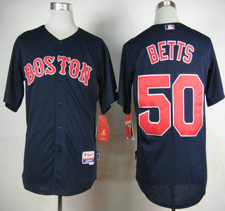Men's Boston Red Sox #50 Mookie Betts Navy Blue Jersey