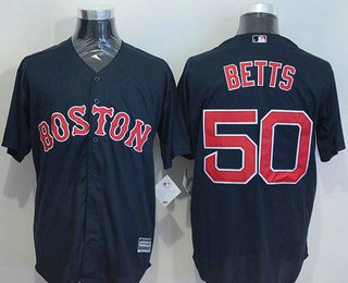 Men's Boston Red Sox #50 Mookie Betts Navy Blue New Cool Base Jersey
