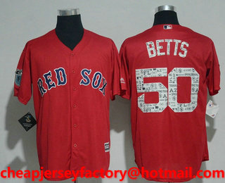 Men's Boston Red Sox #50 Mookie Betts Red 2017 Spring Training Stitched MLB Cool Base Jersey