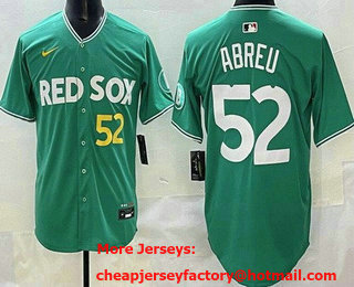 Men's Boston Red Sox #52 Wilyer Abreu Green 2025 City Connect Player Name Limited Jersey