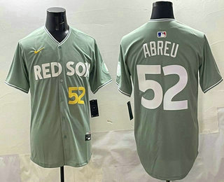 Men's Boston Red Sox #52 Wilyer Abreu Number Green 2025 City Connect Limited Stitched Jersey