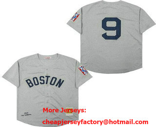 Men's Boston Red Sox #9 Ted Williams Gray 1939 Throwback Jersey