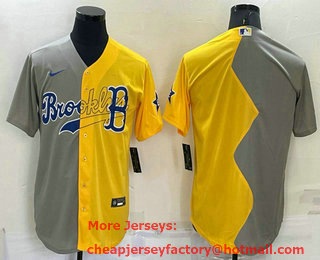 Men's Boston Red Sox Blank Grey Yellow Split Cool Base Stitched Jersey