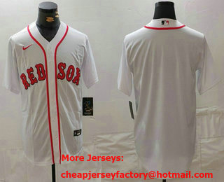 Men's Boston Red Sox Blank White Cool Base Stitched Jersey