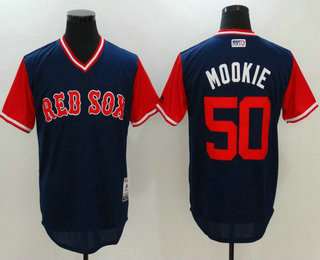 Men's Boston Red Sox #50 Mookie Betts Navy 2017 Little League World Series Players Weekend Stitched Nickname Jersey