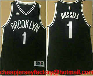 Men's Brooklyn Nets #1 D'Angelo Russell 2017-18 Road Black New Swingman Jersey
