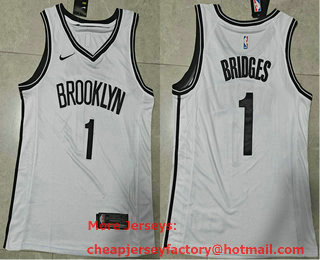 Men's Brooklyn Nets #1 Mikal Bridges White Stitched Basketball Jersey