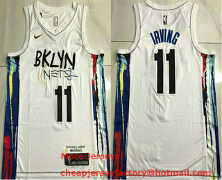 Men's Brooklyn Nets #11 Kyrie Irving 2022 White City Edition AU Stitched Jersey