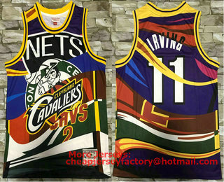 Men's Brooklyn Nets #11 Kyrie Irving Multi Color Hardwood Classics Soul Swingman Throwback Printed NBA Jersey