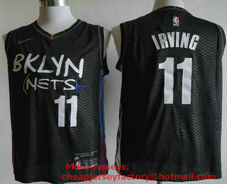Men's Brooklyn Nets #11 Kyrie Irving NEW Black 2021 City Edition Swingman Stitched NBA Jersey