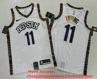 Men's Brooklyn Nets #11 Kyrie Irving NEW White Fashion Name 2020 City Edition Swingman Printed NBA Jersey