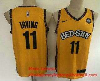 Men's Brooklyn Nets #11 Kyrie Irving NEW Yellow 2021 City Edition NBA Swingman Jersey