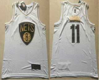 Men's Brooklyn Nets #11 Kyrie Irving White Golden Nike Swingman Stitched NBA Jersey