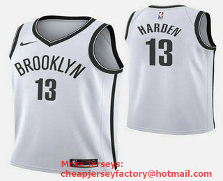 Men's Brooklyn Nets #13 James Harden Association White Edition Swingman Stitched NBA Jersey