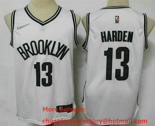 Men's Brooklyn Nets #13 James Harden White 75th Anniversary Diamond 2021 Stitched Jersey