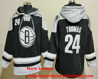 Men's Brooklyn Nets #24 Cam Thomas Green Ageless Must Have Lace Up Pullover Hoodie