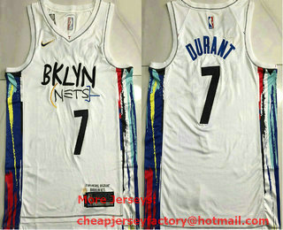 Men's Brooklyn Nets #7 Kevin Durant 2022 White City Edition AU Stitched Jersey