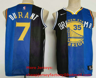 Men's Brooklyn Nets #7 Kevin Durant Black Blue Tone Stitched Swingman Nike Jersey