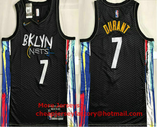 Men's Brooklyn Nets #7 Kevin Durant NEW Black 2021 City Edition AU Stitched NBA Jersey