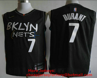 Men's Brooklyn Nets #7 Kevin Durant NEW Black 2021 City Edition Swingman Stitched NBA Jersey