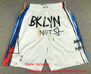 Men's Brooklyn Nets 2022 White City Edition Stitched Shorts