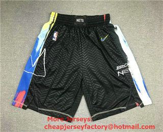 Men's Brooklyn Nets NEW Black 2021 City Edition Swingman Stitched NBA Shorts