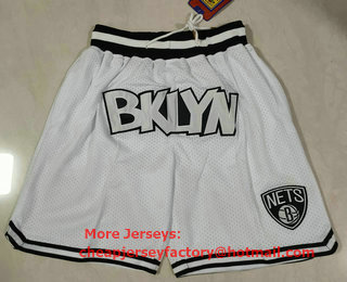 Men's Brooklyn Nets White Just Don Swingman Throwback Shorts
