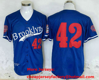 Men's Brooklyn Royal Giants #42 Jackie Robinson Blue Stitched Jersey