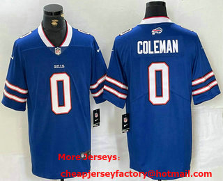 Men's Buffalo Bills #0 Keon Coleman Blue Vapor Untouchable Stitched Limited Jersey