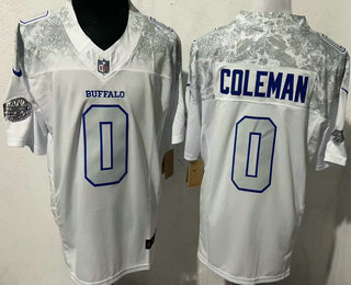 Men's Buffalo Bills #0 Keon Coleman Limited White Rivalries FUSE Vapor Jersey
