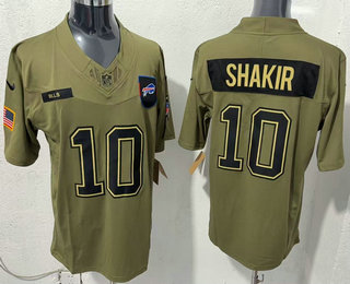 Men's Buffalo Bills #10 Khalil Shakir Olive 2025 FUSE Salute to Service Limited Jersey