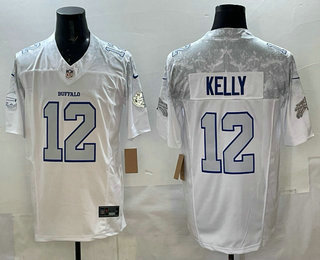 Men's Buffalo Bills #12 Jim Kelly Limited White Rivalries FUSE Vapor Stitched Jersey