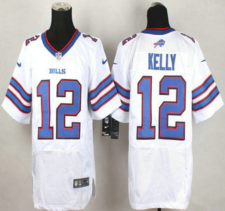 Men's Buffalo Bills #12 Jim Kelly Nike White Elite Jersey