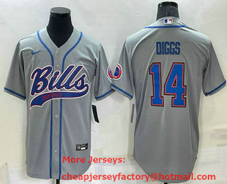 Men's Buffalo Bills #14 Stefon Diggs Grey Stitched Cool Base Nike Baseball Jersey