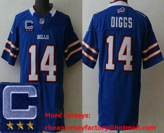 Men's Buffalo Bills #14 Stefon Diggs Limited Blue C Patch FUSE Vapor Jersey