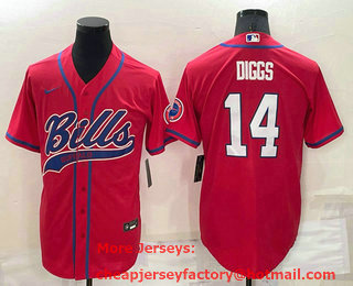 Men's Buffalo Bills #14 Stefon Diggs Red Stitched Cool Base Nike Baseball Jersey