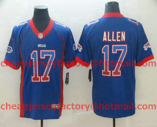 Men's Buffalo Bills #17 Josh Allen Blue 2018 Fashion Drift Color Rush Stitched NFL Nike Limited Jersey