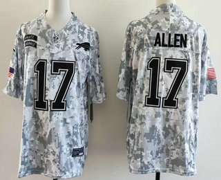 Men's Buffalo Bills #17 Josh Allen Limited Arctic Camo 2024 Salute to Service Jersey