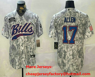 Men's Buffalo Bills #17 Josh Allen Limited Arctic Camo 2024 Salute to Service Stitched Baseball Jersey