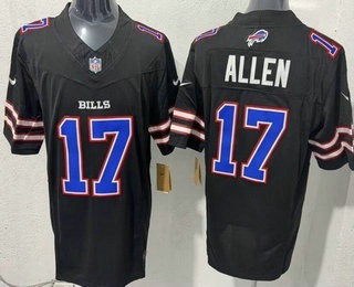 Men's Buffalo Bills #17 Josh Allen Limited Black Fashion FUSE Vapor Jersey