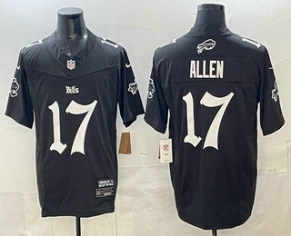 Men's Buffalo Bills #17 Josh Allen Limited Black Gothic Cold Fashion Vapor Jersey