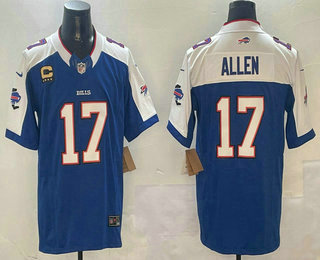 Men's Buffalo Bills #17 Josh Allen Limited Blue C Patch FUSE Vapor Jersey