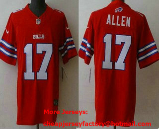 Men's Buffalo Bills #17 Josh Allen Limited Red FUSE Vapor Jersey