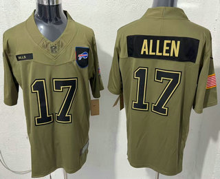 Men's Buffalo Bills #17 Josh Allen Olive 2025 FUSE Salute to Service Limited Jersey