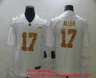 Men's Buffalo Bills #17 Josh Allen White 2020 Nike Flocked Leopard Print Vapor Limited NFL Jersey