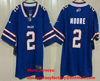 Men's Buffalo Bills #2 DJ Moore Blue Limited Blue Vapor Jersey