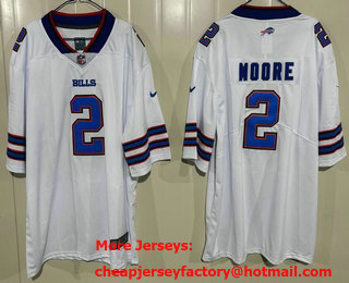 Men's Buffalo Bills #2 DJ Moore White Limited Blue Vapor Jersey