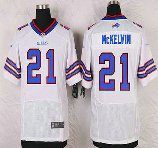 Men's Buffalo Bills #21 Leodis McKelvin White Road NFL Nike Elite Jersey