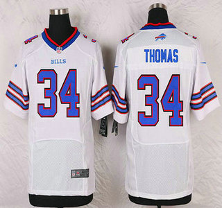 Men's Buffalo Bills #34 Thurman Thomas White Retired Player NFL Nike Elite Jersey